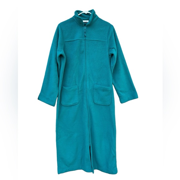 L.L.Bean Vintage  Full Zip Turquoise Robe XS - Picture 1 of 5